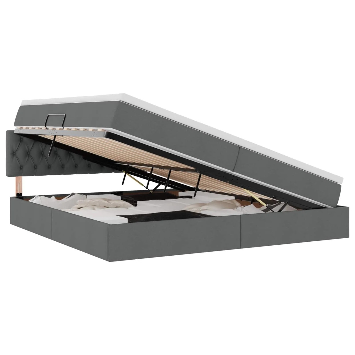 vidaXL Stauraumbett mit Matratze Dunkelgrau 200 x 200 cm 3370594 günstig online kaufen