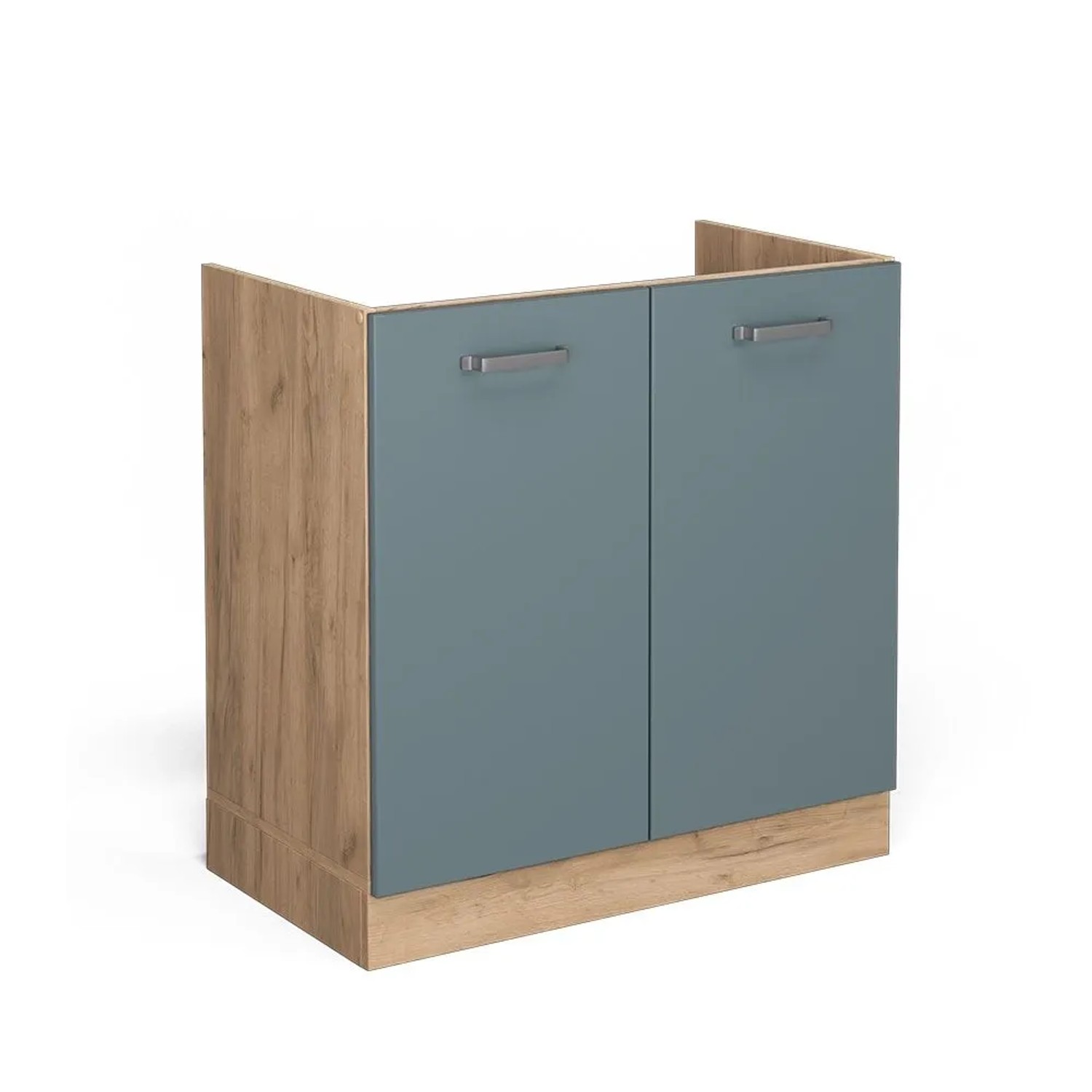 Vicco Spülenunterschrank R-Line Blau-Grau Goldkraft Eiche 80 cm ohne Arbeitsplatte