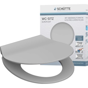 Schütte WC-Sitz Slim Grey Duroplast mit Absenkautomatik und Schnellverschluss.