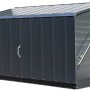 Anthrazitfarbene Trimetals Aufbewahrungsbox Storeguard, ideal für Fahrräder und Gartengeräte.