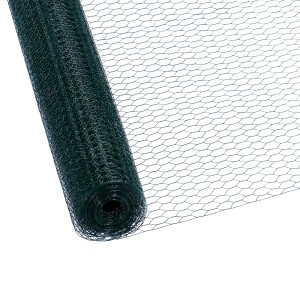 CCLIFE Hühnerzaun Geflügelnetz 45mm Maschenweite 100cm Höhe 15m Länge PVC-Beschichtet Grün