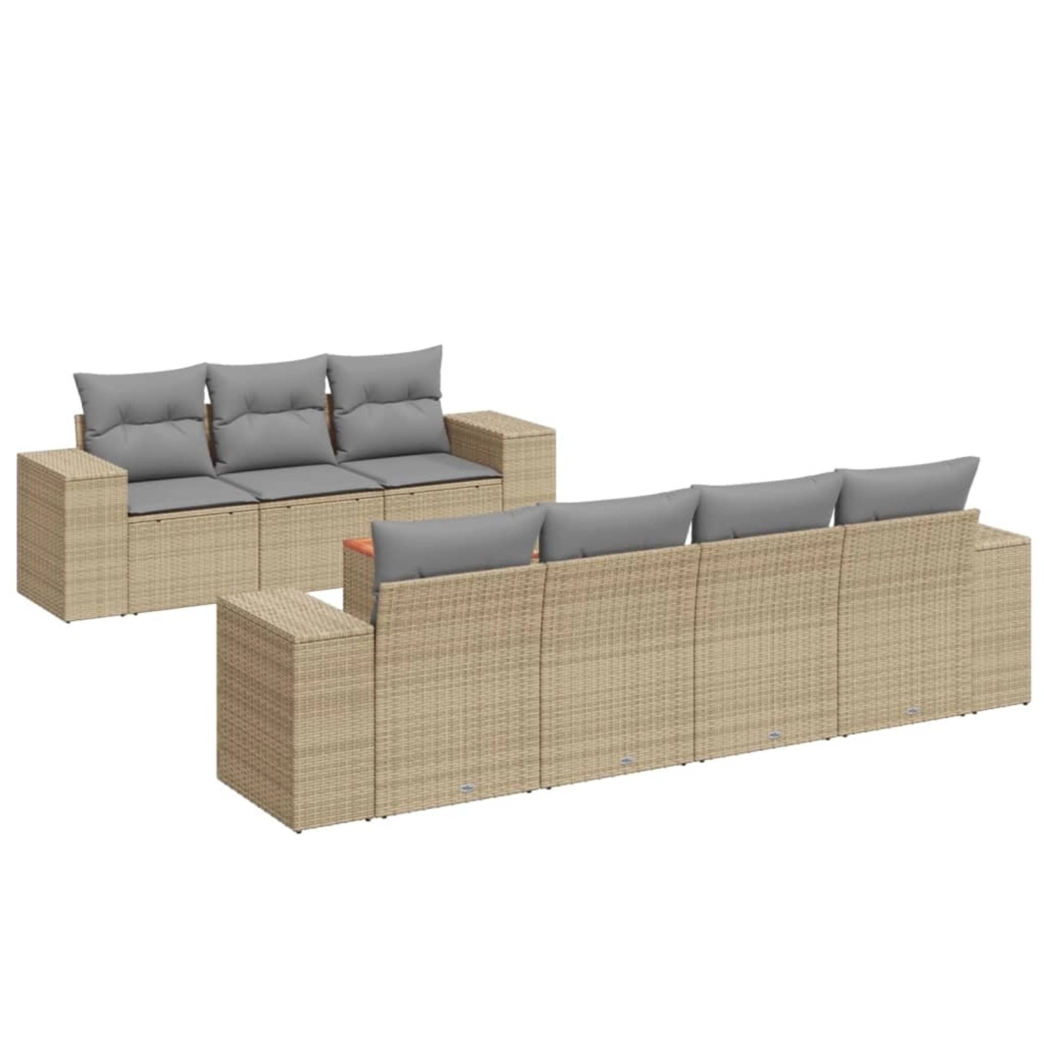 vidaXL 8-Tlg Garten-Sofagarnitur mit Kissen Beige Poly Rattan 3225352 günstig online kaufen