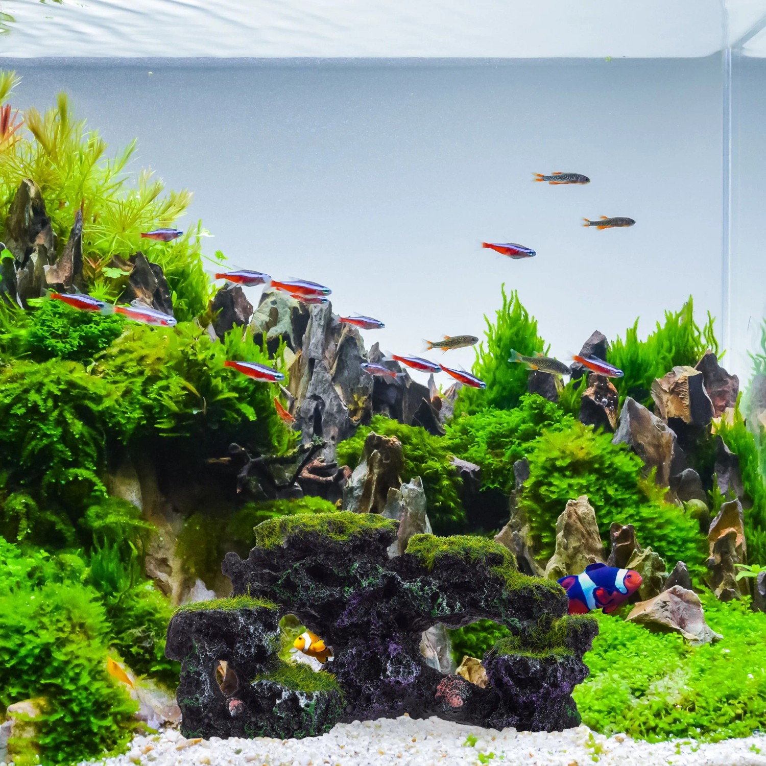 Relaxdays Aquarium Deko Stein Kunstharz Grau mit 3 Löchern 8,5 cm x 17 cm x 9 cm 150 g_5