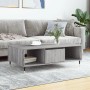 Grauer vidaXL Couchtisch Sonoma mit Fächern, 104x60 cm, aus Holzwerkstoff und Metallbeinen.