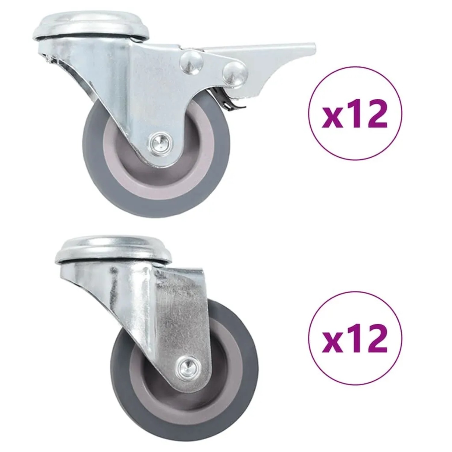 vidaXL 24 Stk Lenkrollen mit Rückenloch 50 mm 277884