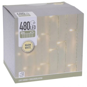 Verpackung des LED-Lichtervorhangs mit 480 warmweißen LEDs, 225x300cm, für Außen.