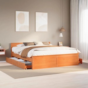 vidaXL Massivholzbett ohne Matratze mit Kopfteil Braun 180x200 cm 3308758