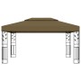 vidaXL Pavillon mit Doppeldach, 3x4 m, Taupe, Stahlgestell mit Blätterdekor, ideal für Gartenpartys.