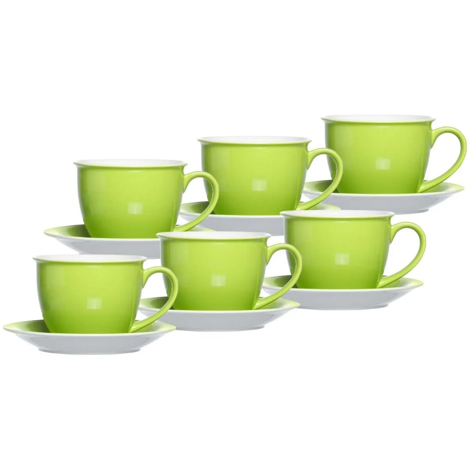 Ritzenhoff & Breker DOPPIO Milchkaffeetassen mit Untertassen 350 ml 6er Set Grün