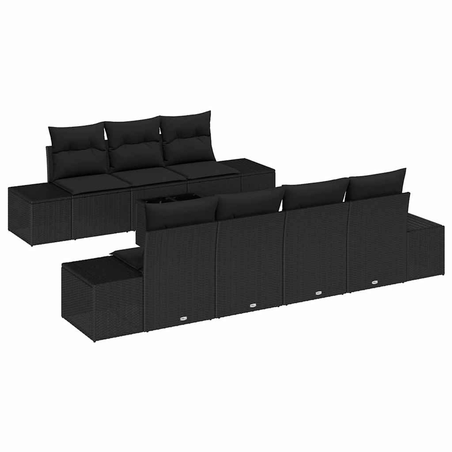 vidaXL Garten-Sofa-Set 8-Tlg Schwarz Poly Rattan 3346973 günstig online kaufen