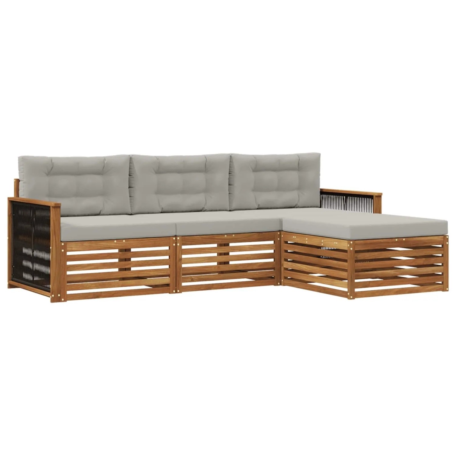 vidaXL Outdoor-Sofagarnitur Natur und Hellgrau 249 x 162,5 x 73 cm 3383204