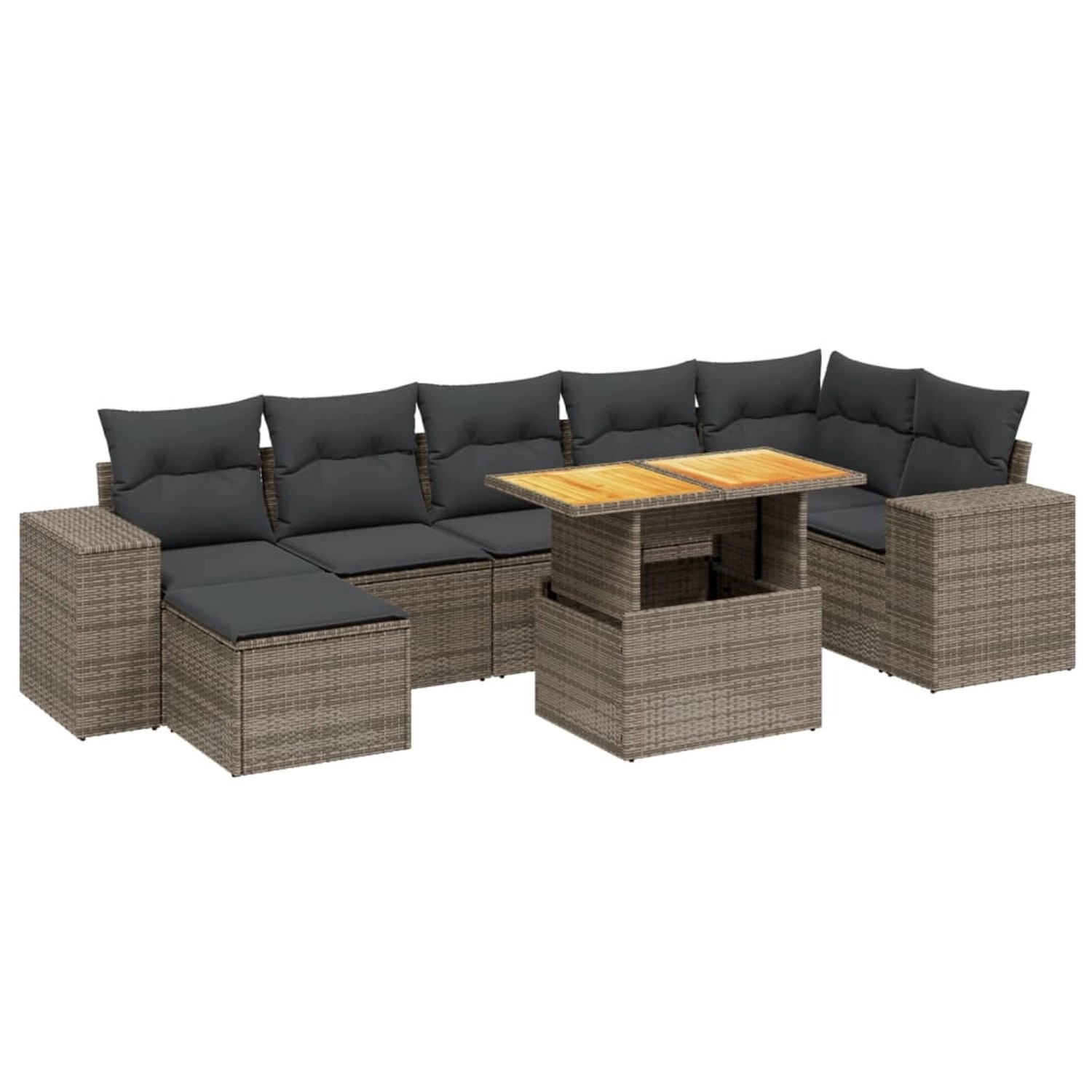 vidaXL 8-Tlg Garten-Sofagarnitur mit Kissen Grau Poly Rattan 3275937 günstig online kaufen