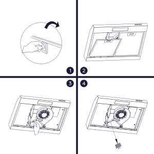 Anleitung: CIARRA Aktivkohlefilter CBCF009 für Dunstabzugshaube einsetzen.