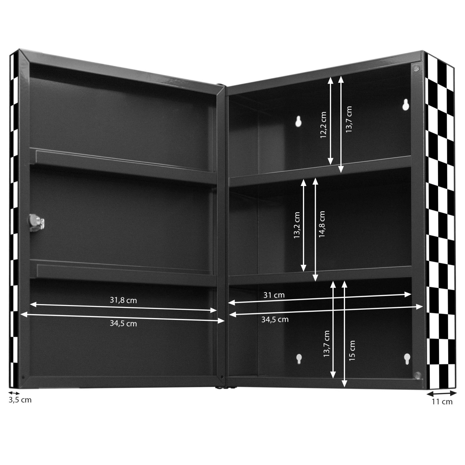 Banjado XXL Medizinschrank Abschliessbar 35x46x15cm Arzneischrank Anthrazit günstig online kaufen