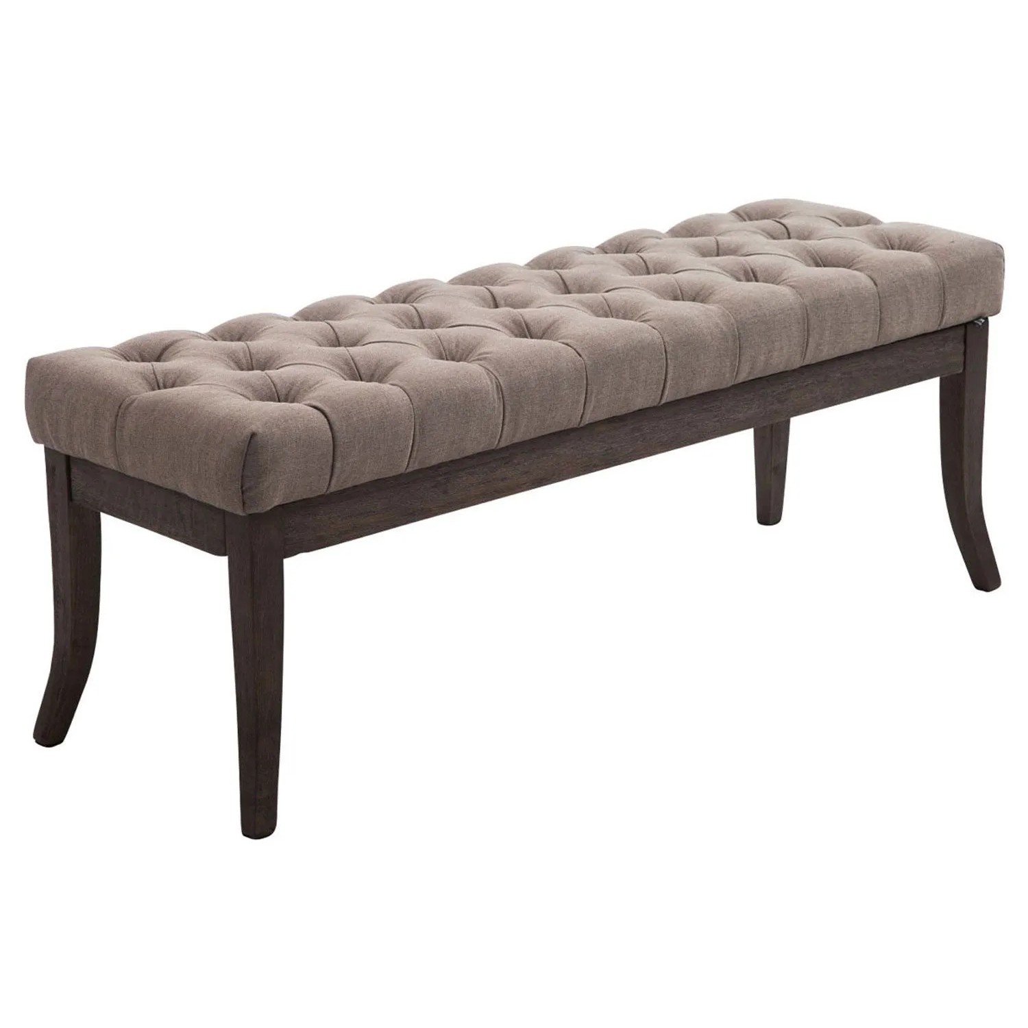 DELUKE Sitzbank CANNES Stoff Taupe 120x38x46cm Dunkelbraun Sitzbank Flur Sitzhocker Esszimmerbank Polsterbank Schlafzimmer