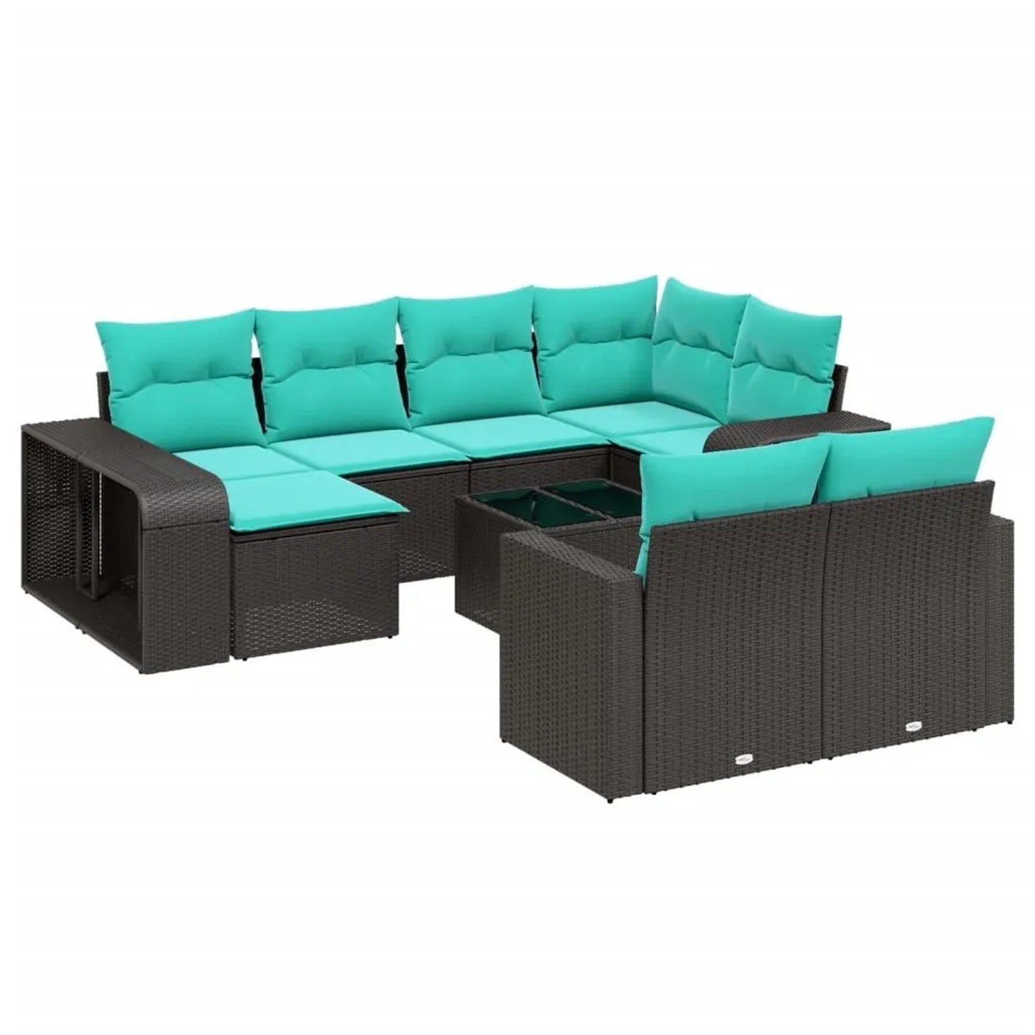 vidaXL 11-Tlg Gartensofa-Set mit Kissen Schwarz Polyrattan 3228907 günstig online kaufen
