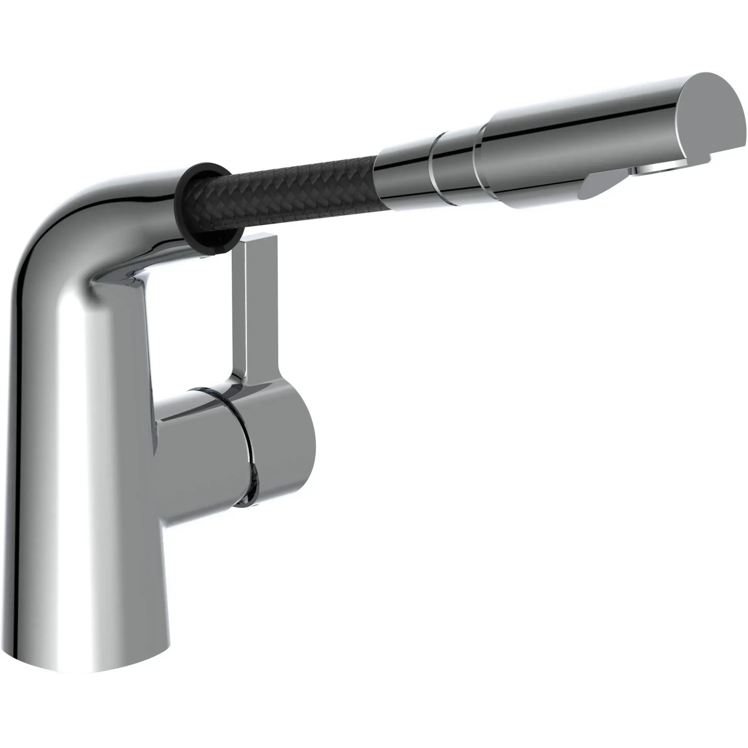 EMMEVI Mischbatterie Waschbecken Mit Herausziehbarer Brause – Serie Amber Chrom, Flexible Länge 125 Cm