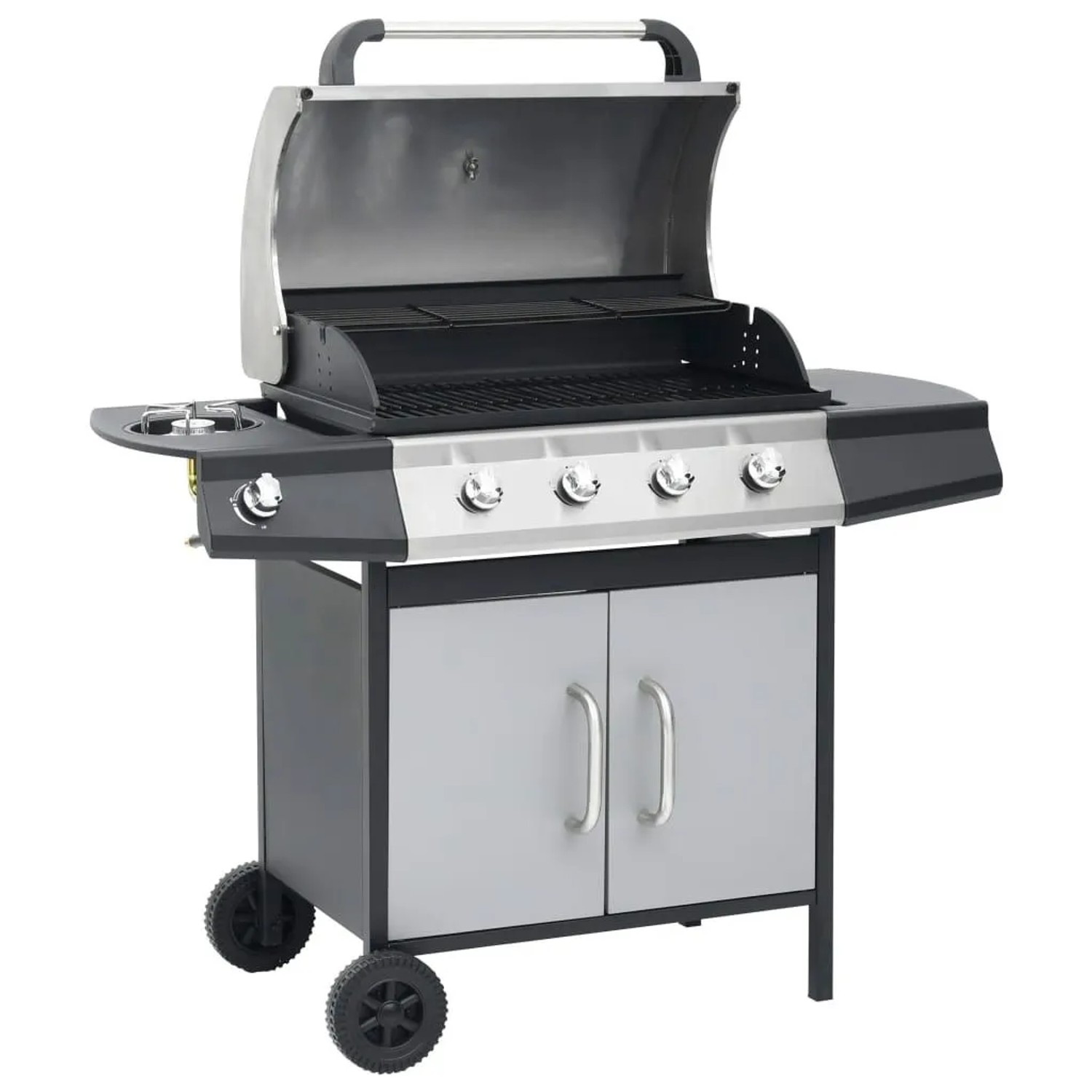 vidaXL Gasgrill Flammen Schwarz und Silbern Stahl & Edelstahl 310106