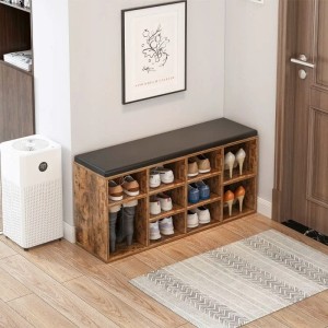 Rebiko Schuhschrank Mit Sitzbank Loft Flur Rustikal Braun 104 Cm