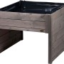 Dobar Mährobotergarage mit Pflanzkasten, grau, aus Holz. Bietet Schutz und Platz für Bepflanzung.