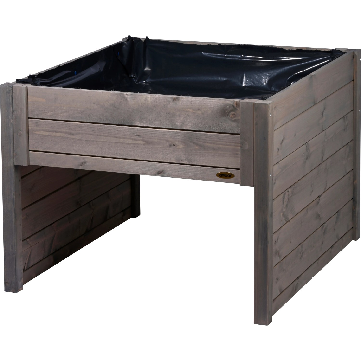 Dobar Mährobotergarage mit Pflanzkasten, grau, aus Holz. Bietet Schutz und Platz für Bepflanzung.