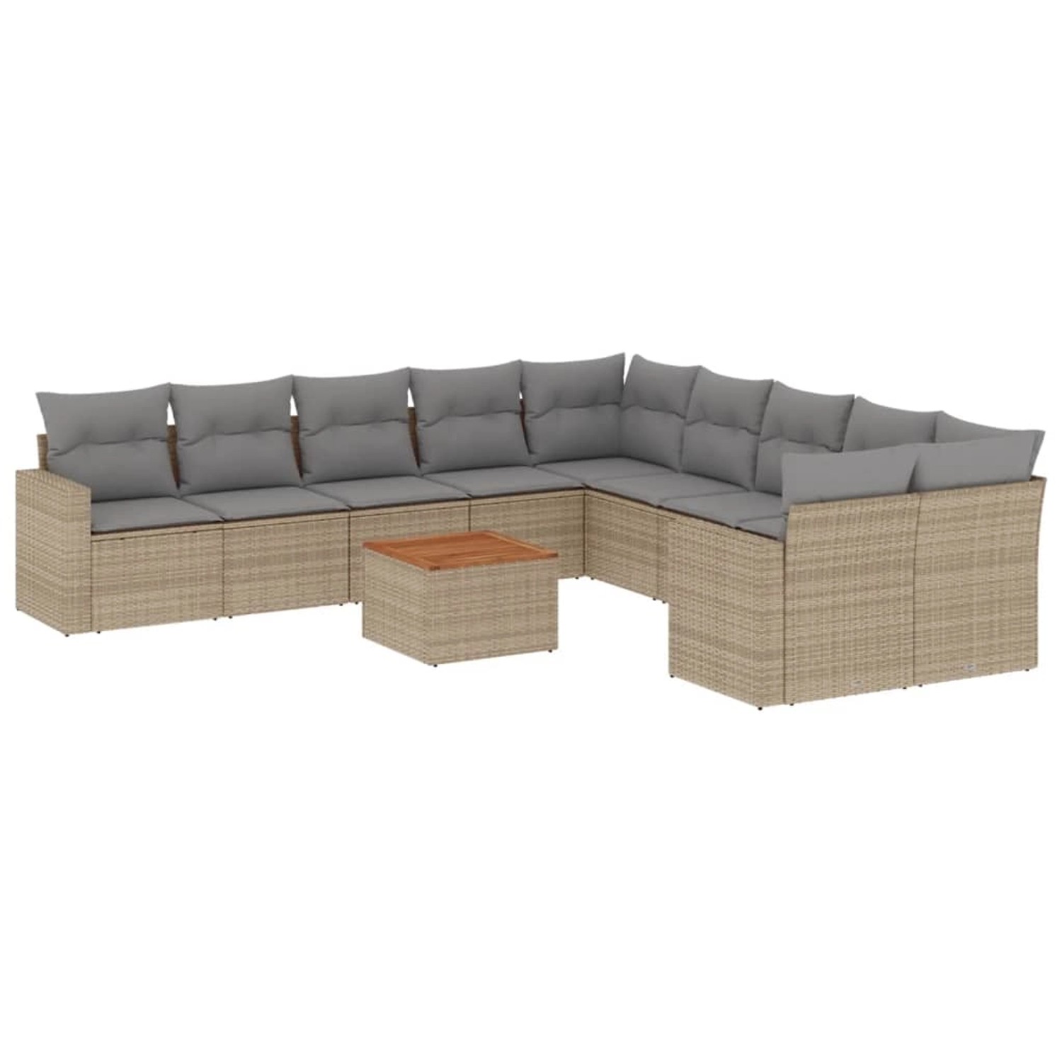vidaXL 11-Tlg Garten-Sofagarnitur mit Kissen Beige Poly Rattan 3256647 günstig online kaufen