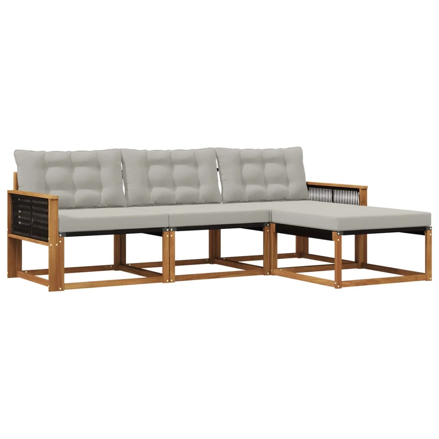 vidaXL Outdoor-Sofagarnitur mit Kissen 4 Stk Natur und Hellgrau 3381343