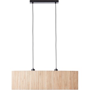 Brilliant Pendelleuchte Wimea, 2-flammig, schwarz und naturfarben aus Seegras.