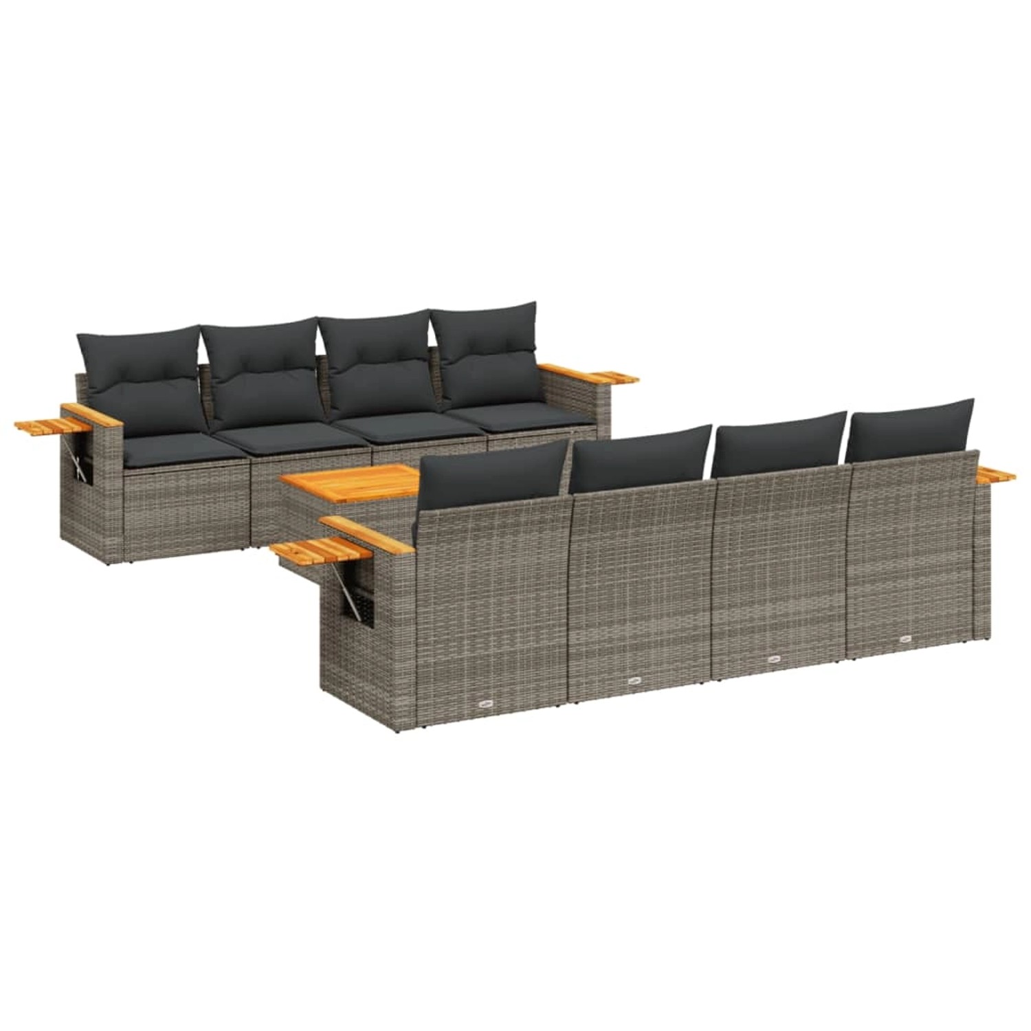 vidaXL 9-Tlg Garten-Sofagarnitur mit Kissen Grau Poly Rattan 3259064 günstig online kaufen