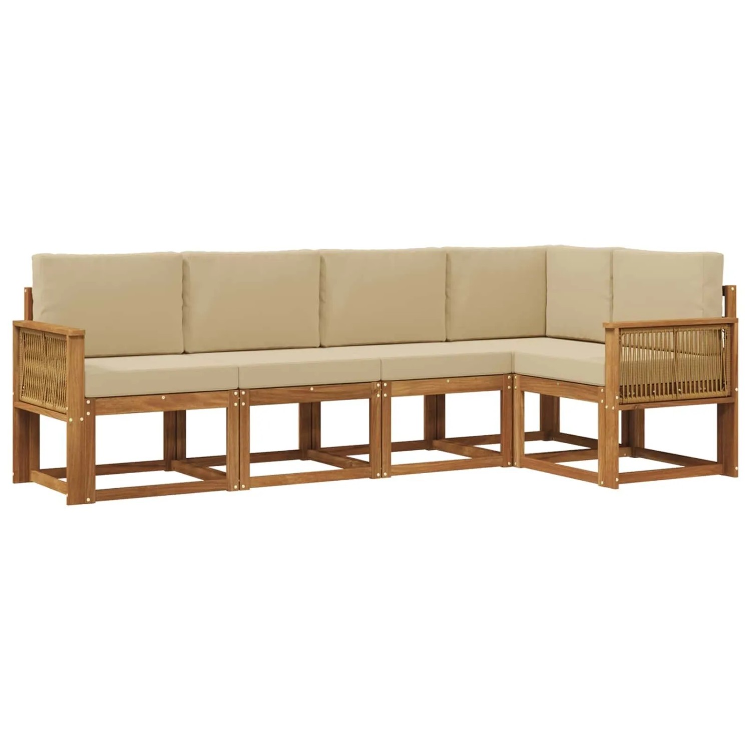 vidaXL Outdoor-Sofagarnitur mit Kissen 5 Stk Natur und Beige Polyester 3385219
