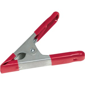 Leimklemme 100 mm aus Metall, rot ummantelt, für Spannarbeiten.