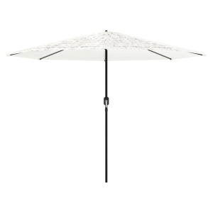 Weißer vidaXL Sonnenschirm mit Stahlmast, quadratisch, mit Strohdach-Optik.