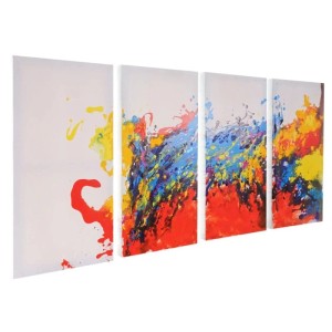 Abstraktes Ölgemälde 'Wave' Set, handgemalt, mit bunten Farbspritzern auf Leinwand. Dekoartikel.