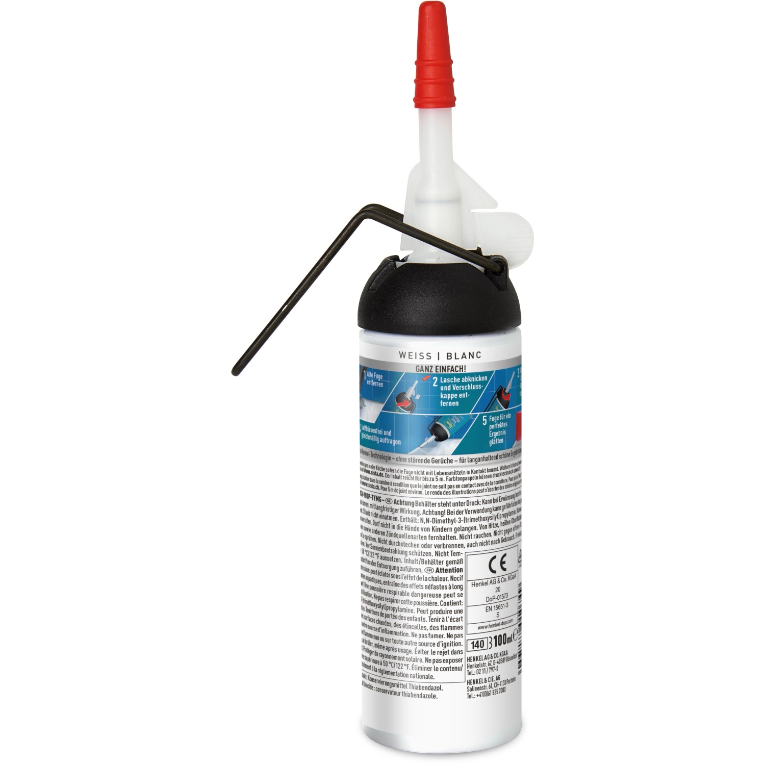 Sista Silikon Bad & Küche Spender, 100ml, Weiß. Schimmelresistenter Dichtstoff für Bad und Küche.