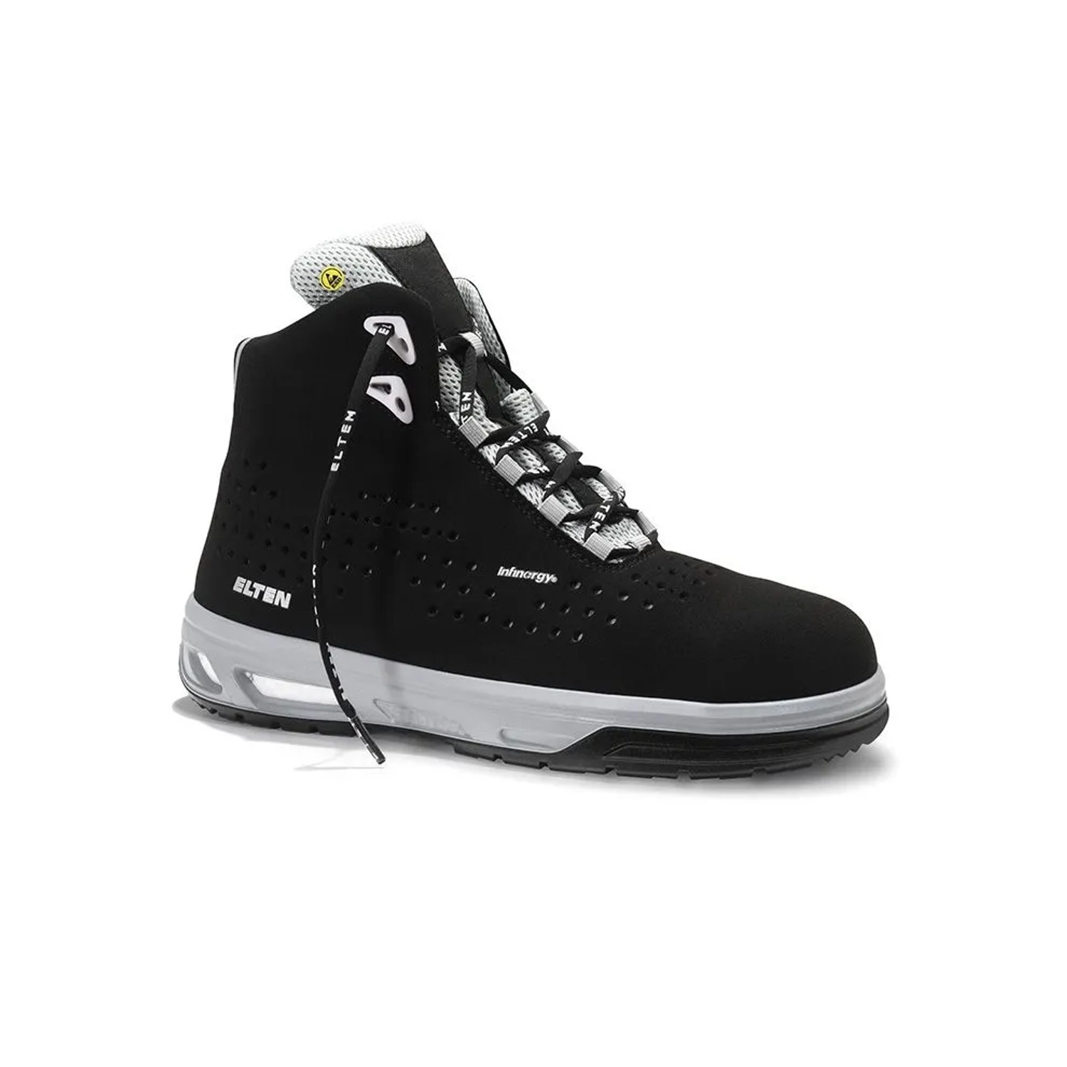 ELTEN Sicherheitsschnürstiefel IMPULSE XX10 BLACK GREY Mid ESD S1 Größe 46