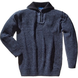 Scheibler Workwear Troyer Föhr, blau-meliert-schwarz, Größe S. Arbeitskleidung mit hohem Kragen und Reißverschluss.