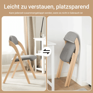 SoBuy 2er Set Esszimmerstuhl Klappstuhl Küchenstuhl Polsterstuhl mit Lehne Grau FST92-Nx2