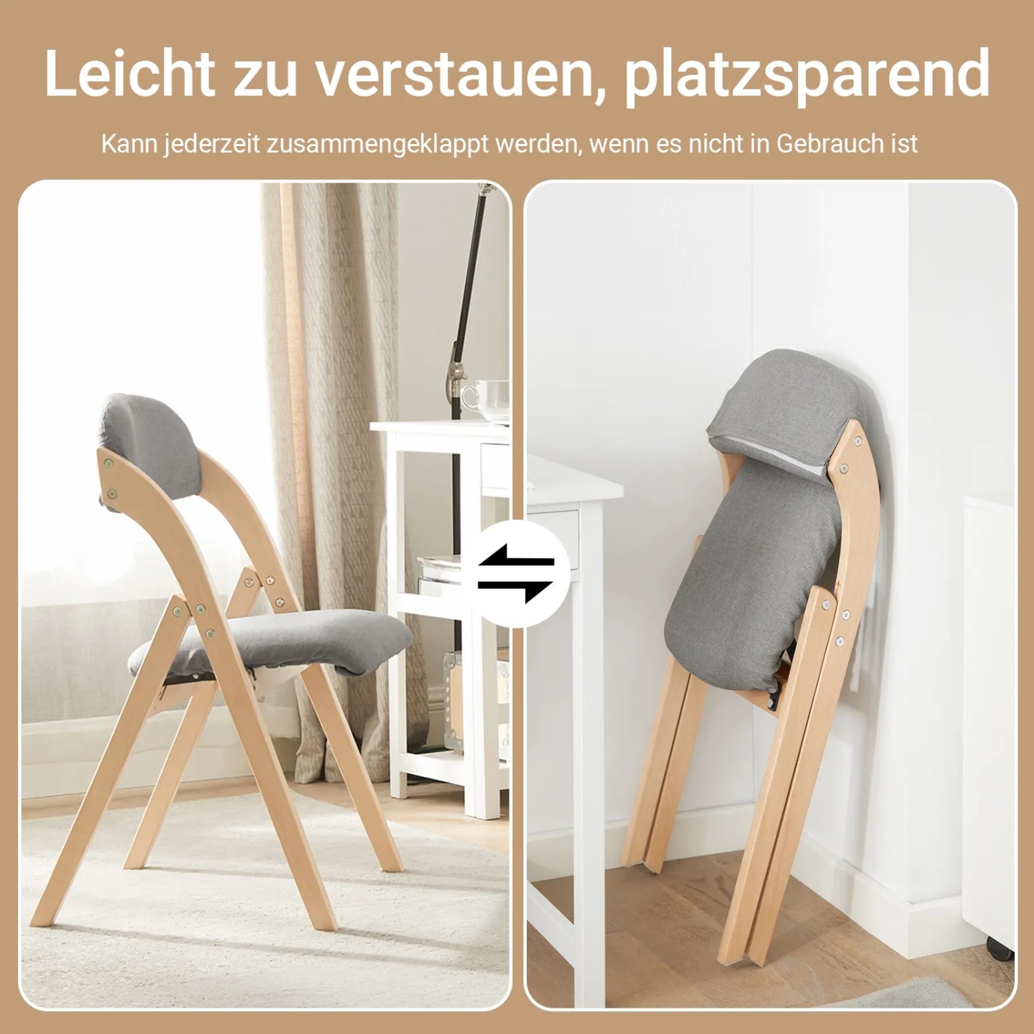 SoBuy 2er Set Esszimmerstuhl Klappstuhl Küchenstuhl Polsterstuhl mit Lehne Grau FST92-Nx2_3