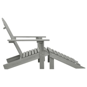 vidaXL Gartensessel mit Fußstütze Holz Grau 45700