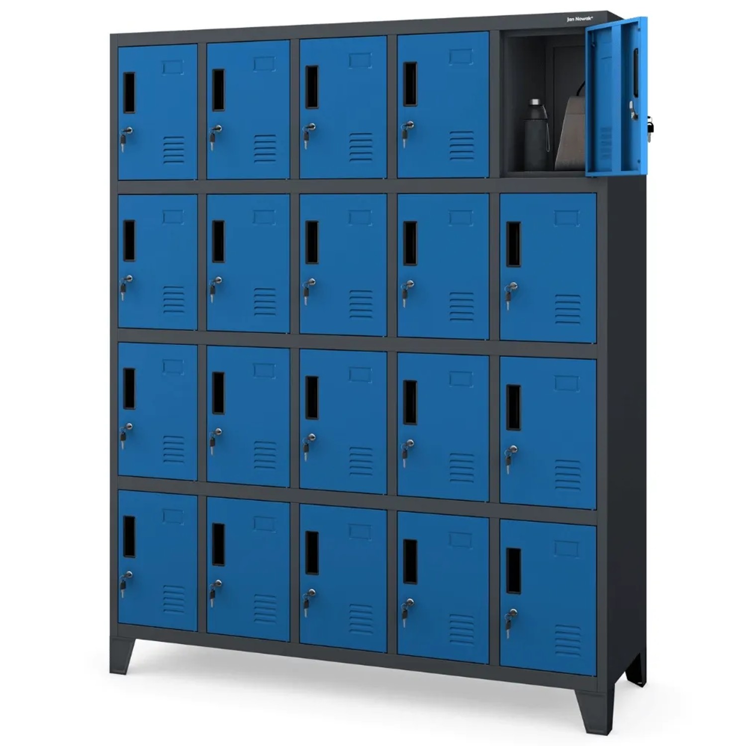 JAN NOWAK Schließfachschrank Spind ROBERT 20 Fächer 172 x 136 x 45 cm Anthrazit-Blau