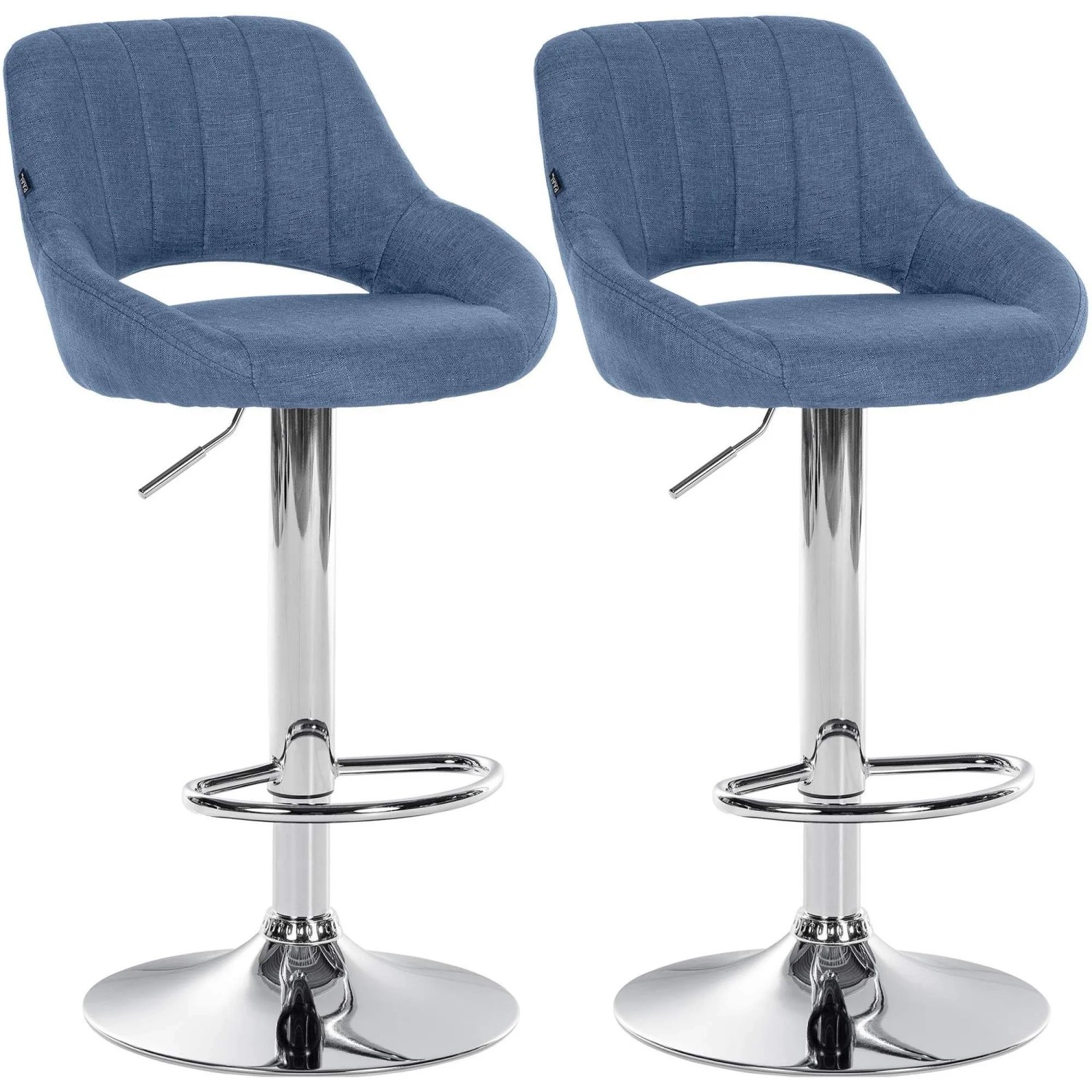 DELUKE 2er Set Barhocker SEGAD Stoff Blau 47x48x85cm Silber Barstuhl Mit Lehne Tresenhocker Tresenstuhl
