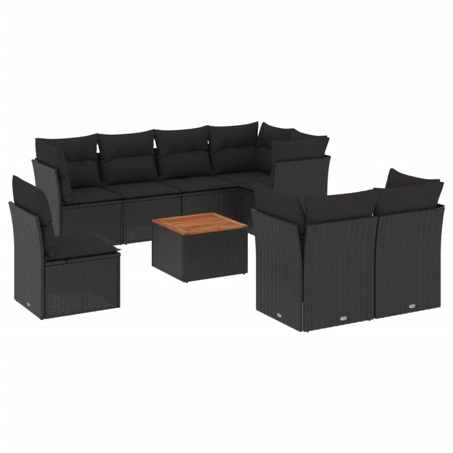 vidaXL 9-tlg Garten-Sofagarnitur mit Kissen Schwarz Poly Rattan Modell 150 günstig online kaufen