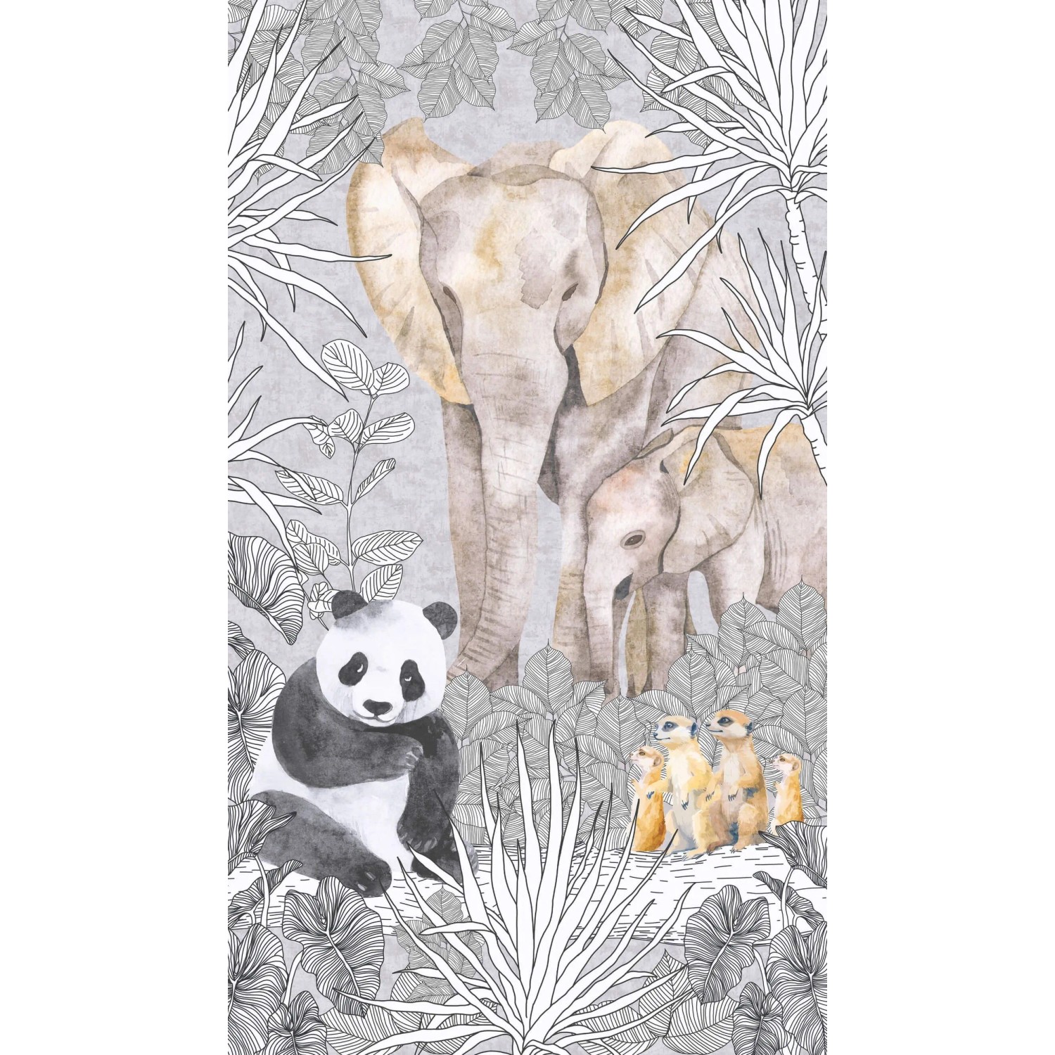 PROFHOME 770701-GU Fototapete Kindertapete Grau Beige Schwarz 1,59 m x 2,8 m