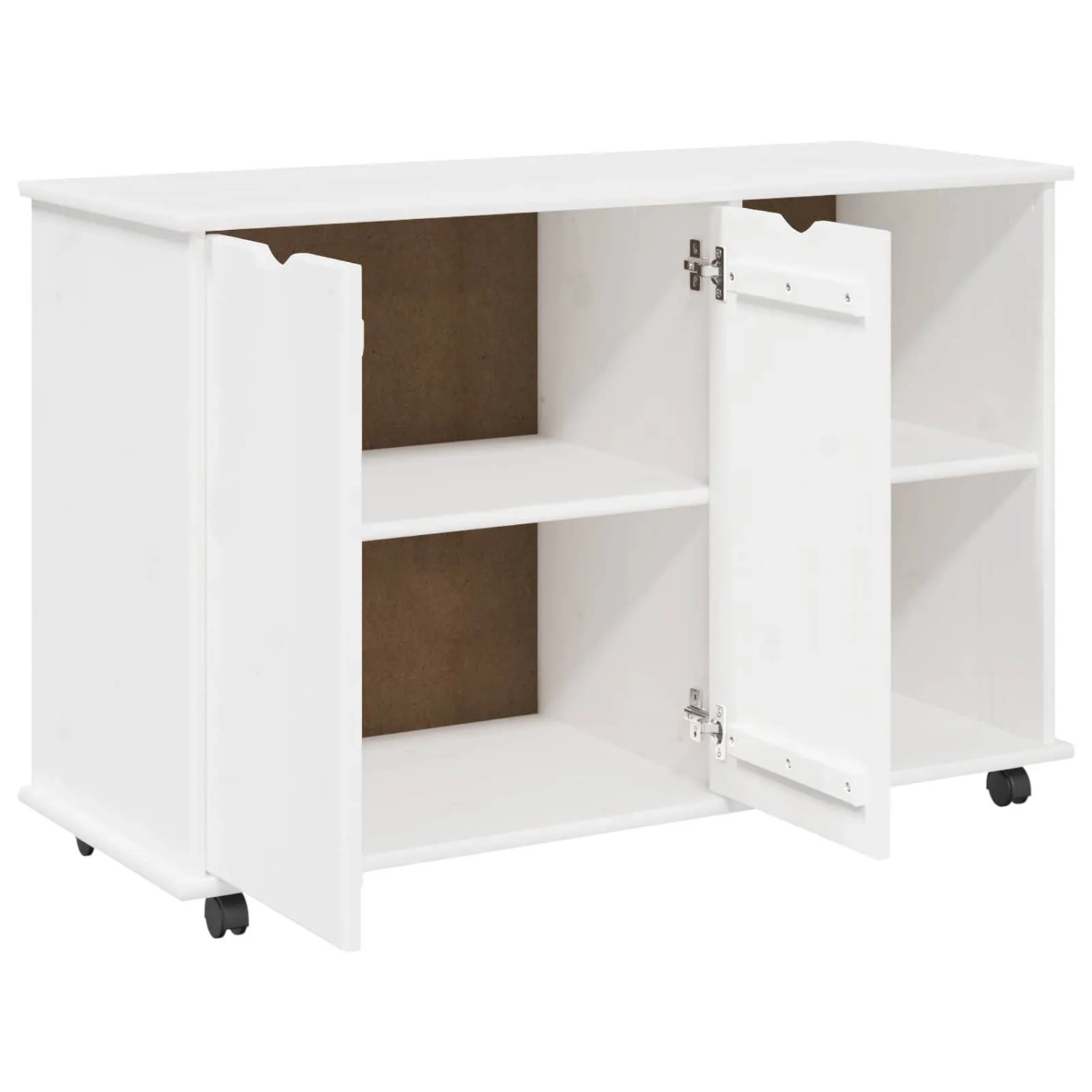 vidaXL Rollschrank Mit Rad Weiß 100 x 39 x 65,5 cm Massivholz Kiefer 42028385_4