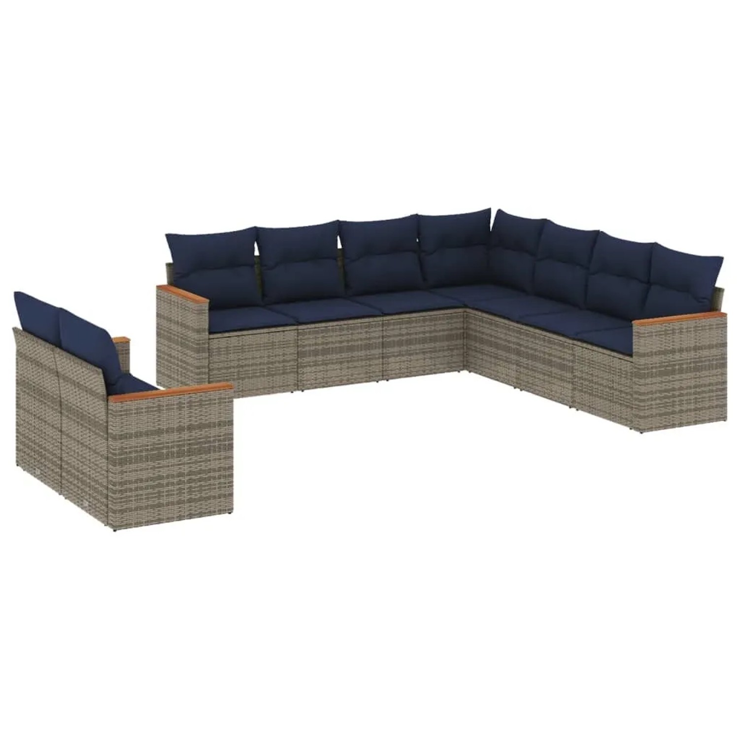 vidaXL 9-Tlg Gartensofa-Set mit Kissen Grau Polyrattan 3226103 günstig online kaufen