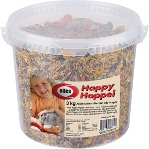 Eimer Elles Kaninchenfutter Happy Hoppel, 3 kg, Mischfutter mit Getreide, Gemüse und Saaten.