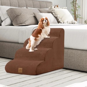 Costway Hundetreppe 4 Stufen Rutschfeste Aus Schaumstoff Braun