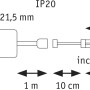 Schemazeichnung Paulmann MaxLED 500 LED Strip COB Basis-Set 1,5m mit Maßangaben.