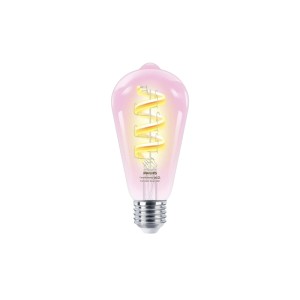Philips Smart-LED-Leuchtmittel E27 in Vintage-Glühlampenform, rosa, mit leuchtendem Spiralfilament. RGB-Licht.