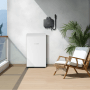 Haier Aurora HE2-1.5 Energiespeicher für Balkonkraftwerk (1,5 kWh) auf Balkon mit Wechselrichter.